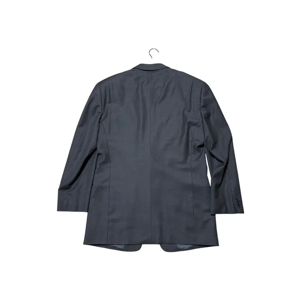 Vintage Armani Collezioni Navy Birdseye Wool Blazer Sport Coat 44R